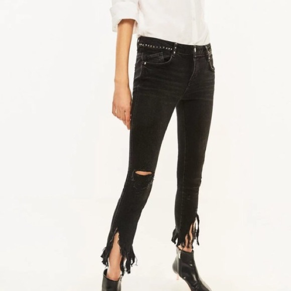 shredded bottom jeans